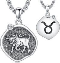 wholesale Sterling Silver Zodiac Constellation Necklace Astrology Pendant-04-Taurus Necklace