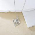 wholesale 925 Sterling Silver Celtic Knot Heart Pendant Necklace with Cubic Zirconia Stones-0-3