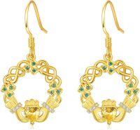 wholesale 925 Sterling Silver Birthstone Claddagh Celtic Knot Dangle Earrings for Women-Gold November
