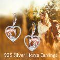 wholesale 925 Sterling Silver & Rose Gold Plated Horse Heart Dangle Earrings for Women-0-2
