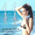 TOUPOP Sterling Silver Created Opal Music Note Earrings-0-1