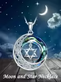 TOUPOP 925 Sterling Silver Crystal Sun Moon Star Pendant Necklace-0-4