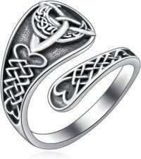 wholesale Sterling Silver Sun Moon Bee Celtic Tree Life Lotus Spoon Adjustable Open Ring Unisex Gift-Celtic-Celtic