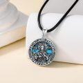 wholesale 925 Sterling Silver Turquoise St. Jude Thaddeus Prayer Medal Pendant Necklace-0-4