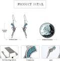 wholesale 925 Sterling Silver with Turquoise Stone Revolver Design Western Style Drop Earrings for Women-0-3