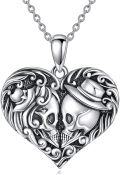 wholesale 925 Sterling Silver Gothic Heart Skull Pendant Necklace Couples Gift for Him Her-0-0