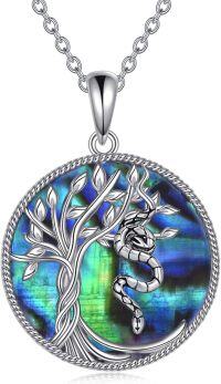 wholesale Sterling Silver Crystal Abalone Shell Animal Pendant Tree of Life Necklace-2-Abalone Shell-Snake