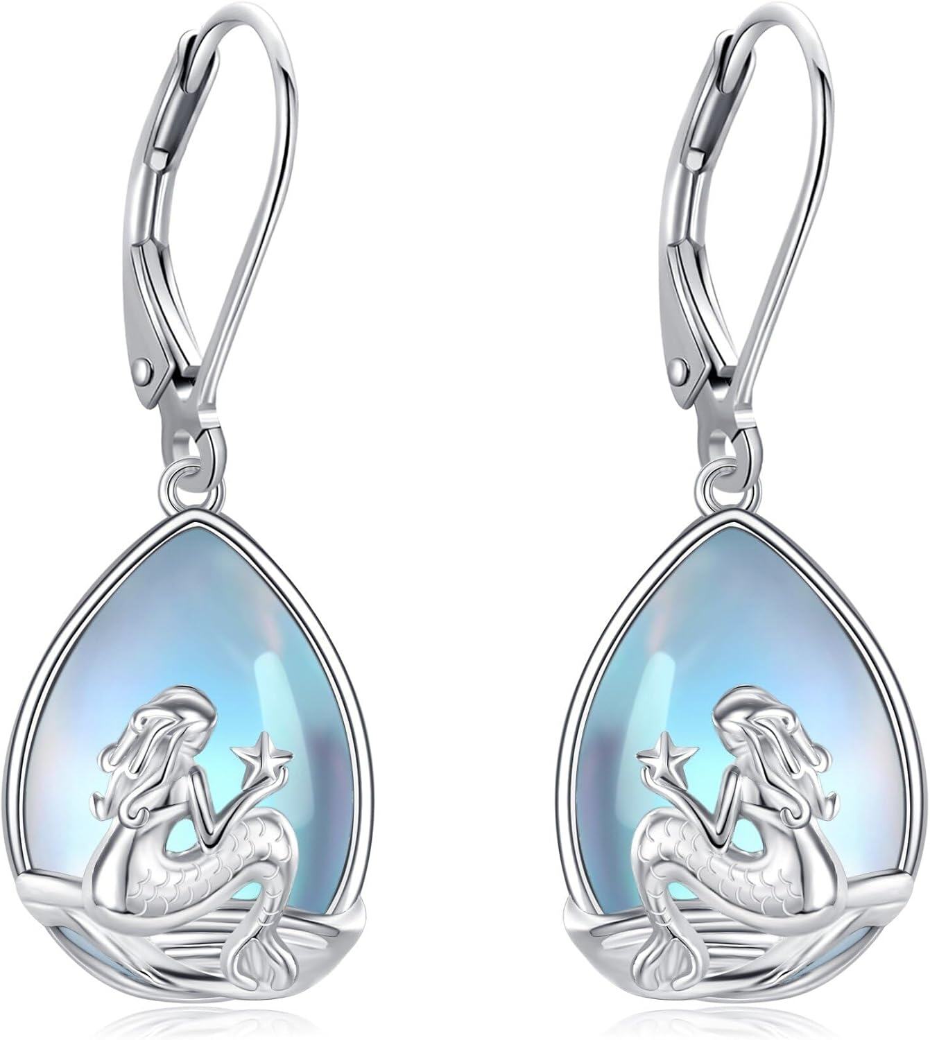 Sterling Silver Mermaid Dangle Earrings Jewelry Gifts for Women-0-1