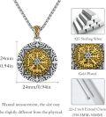 wholesale 925 Sterling Silver Viking Vegvisir Compass Norse Runes Pendant Necklace -0-5