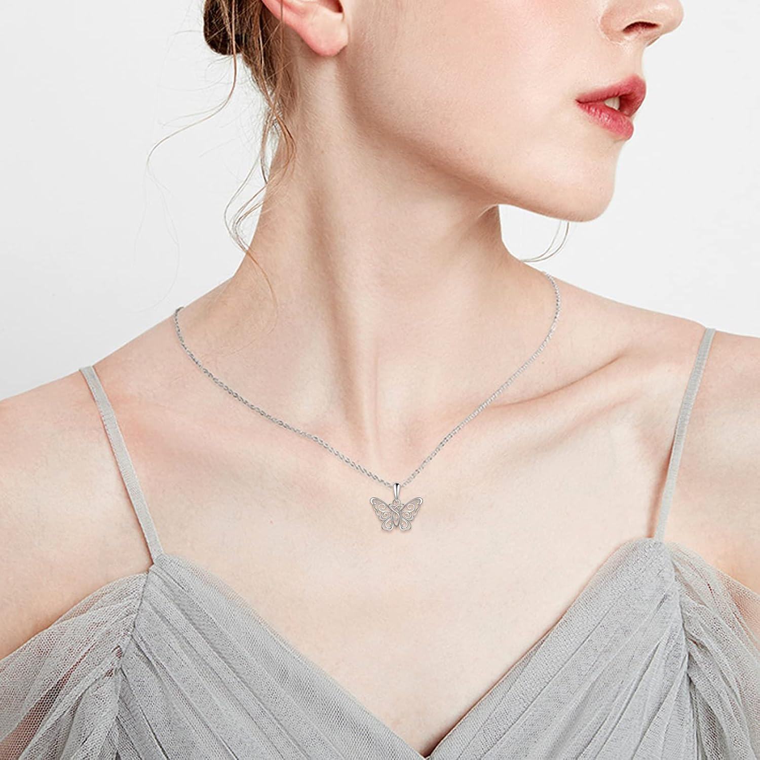  Sterling Silver Filigree Butterfly Celtic Knot Irish Jewelry Birthday Gifts for Women -0-2