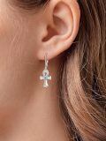 wholesale 925 Sterling Silver Ankh Dangle Earrings Wholesale With Blue Cz Accents-0-3