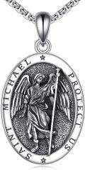 wholesale 925 Sterling Silver Saint Michael Protect Us Angel Pendant Necklace for Women and Men-0-0