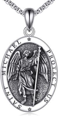 wholesale 925 Sterling Silver Saint Michael Protect Us Angel Pendant Necklace for Women and Men-St. Raphael