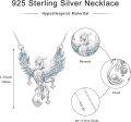 wholesale 925 Sterling Silver Blue Crystal Phoenix Bird Pendant Necklace for Women-0-3