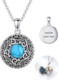 wholesale Sterling Silver Round Picture Locket Necklace Holds 2 Photos Jewelry Gift-Filigree Locket Necklace Only-Filigree Locket Necklace+Photo+Text