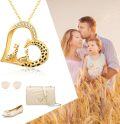 wholesale Gold 925 Sterling Silver Giraffe Family Heart Pendant Necklace for Women Mom Grandma-0-2