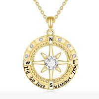 wholesale Gold 925 Sterling Silver Moissanite Compass Pendant Necklace with I'd be lost without you Engraving for Women-14K Gold Plated