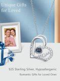 wholesale 925 Sterling Silver Heart Mom Photo Frame Pendant Necklace w/ CZ Stones - Mothers' Day Gift for Her-0-1
