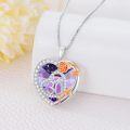 wholesale 925 Sterling Silver Purple Crystal Rose Heart Pendant Necklace Gift for Her (Mom/Grandma/Wife/Daughter)-0-3