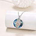 wholesale 925 Sterling Silver Blue Crystal Dragon & Phoenix Pendant Necklace for Women-0-3