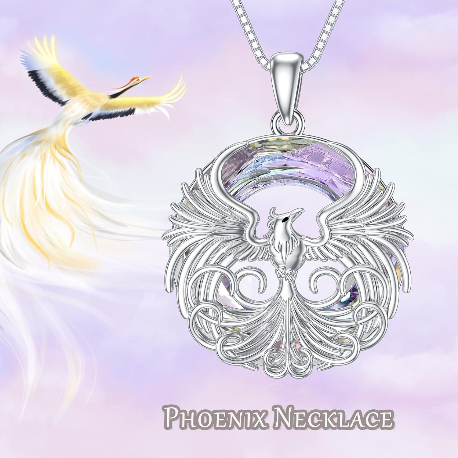 wholesale 925 Sterling Silver Iridescent Abalone Shell Phoenix Pendant Necklace-0-1