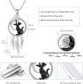 wholesale 925 Sterling Silver Cat Dreamcatcher Feather Pendant Necklace for Women-0-4
