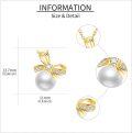 wholesale 14K Gold Pearl and Diamond Bow Tie Pendant Necklace for Women-0-2