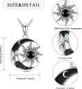 wholesale 925 Sterling Silver 925 Black Stone Sun and Moon Pendant Necklace for Women Girls Gift Jewelry Accessory-0-1