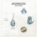 wholesale 925 Sterling Silver Blue Abalone Shell Bee Filigree Teardrop Dangle Leverback Earrings-0-4