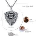 wholesale 925 Sterling Silver Celtic Cross Shield Keepsake Memorial Urn Locket Necklace with Funnel and Fill Tool for Men's Ashes Jewelry -0-5