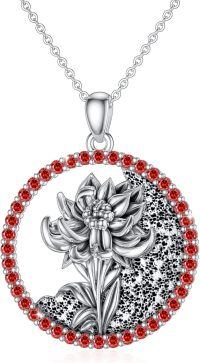 wholesale 925 Sterling Silver White Gold Plated Birthstone Flower Necklace for Women-01-January-Snowdrop