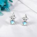 wholesale 925 Sterling Silver Highland Cow Leverback Earrings with Blue Heart Drop Dangle Jewelry for Women-0-2