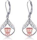 wholesale 925 Sterling Silver Pig Filigree Teardrop Leverback Dangle Earrings for Women Girls Gifts 4cm Long-0-0