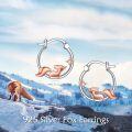 wholesale 925 Sterling Silver Rose Gold Plated Fox Shape Hoop Earrings with Cubic Zirconia Accents-0-5