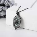 wholesale 925 Sterling Silver Black Raven Pendant Necklace with Green Stone Background-0-1
