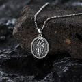 wholesale 925 Sterling Silver Grim Reaper Necklace with Black Enamel and Chain for Men Women Gothic-0-4
