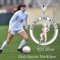 wholesale 925 Sterling Silver Protect This Athlete Girl with Soccer Ball Charm Sporty Necklace Gift for Women and Girls-0-1