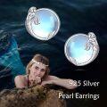 wholesale 925 Sterling Silver Blue Moonstone Mermaid Stud Earrings for Women Gift Ideas-0-2