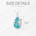 wholesale 925 Sterling Silver Natural Turquoise Hummingbird Flower Pendant Necklace for Women-0-4