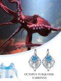 wholesale 925 Sterling Silver Turquoise Octopus Drop Earrings for Women Girls  4cm Length-0-5