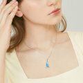 wholesale 925 Sterling Silver Blue Opal Heart Pendant Necklace for Women-0-1