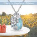wholesale 925 Sterling Silver Larimar Flower Teardrop Pendant Necklace for Women and Girls-0-1