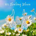 wholesale 925 Sterling Silver Turquoise Daisy Earrings – Hypoallergenic, 0.39x1.1 Inch, 3.2g-0-5