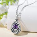 wholesale Sterling Silver Amethyst Filigree Urn Necklace for Ashes Memorial Jewelry Gift-0-1