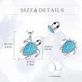 wholesale 925 Sterling Silver Turtle Blue Stone Pendant Necklace-0-3