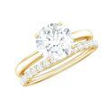 TOUPOP 10k 14k 18k Gold Moissanite Women's Wedding Ring Set With Engraving-0-0