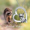 wholesale 925 Sterling Silver Origami Love Heart Raccoon Pendant Necklace -0-5