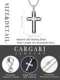 wholesale 925 Sterling Silver Cross Pendant Necklace With Black Inlay-0-1