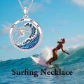 wholesale 925 Sterling Silver Running Girl Wave Pendant Necklace for Women Fitness s-0-1