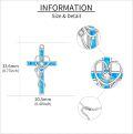 wholesale 925 Sterling Silver Blue Fire Opal Heart & Snake Cross Pendant Necklace for Women-0-3